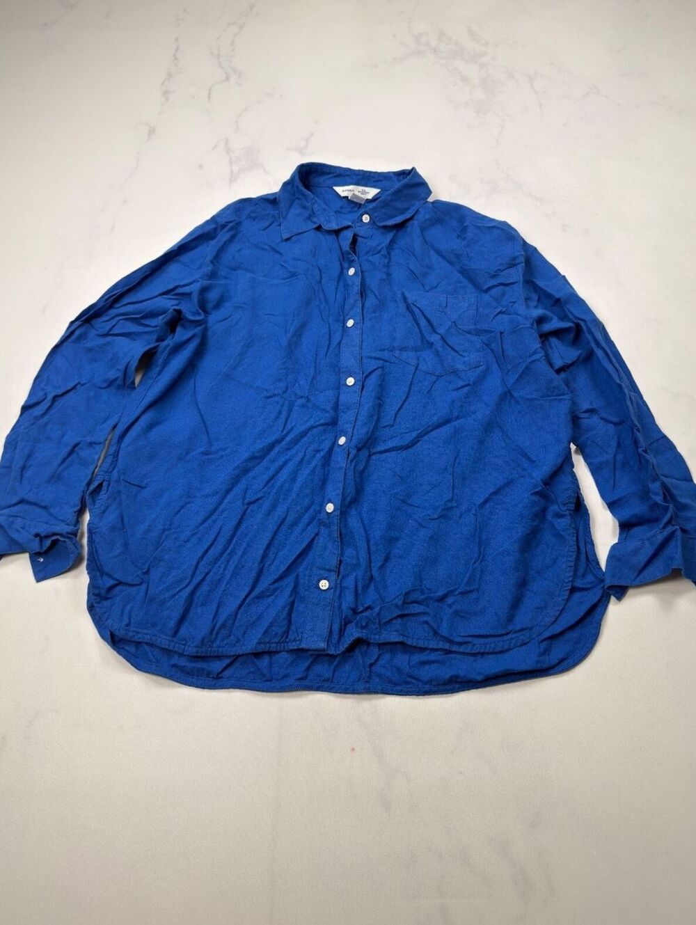 Old Navy The Boyfriend Shirt Button-Up Shirt Royal Blue 2010s - Womens M
